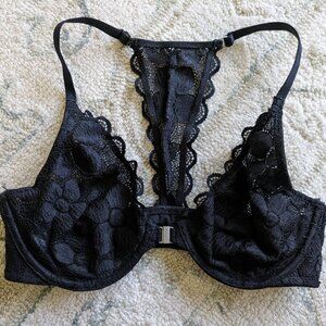 Aerie Happy Lace Racerback Bra, Front Closure, 32C